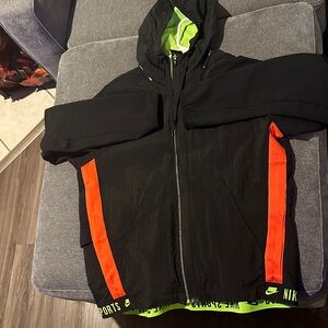 Nike mens Black Jacket with Orange Stripes